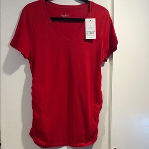 Ingrid & Isabel Red Ruched Short Sleeve T-Shirt